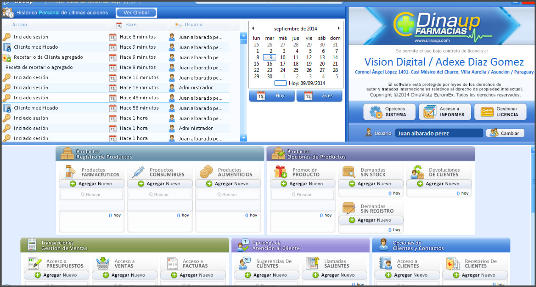 Sistema Dinaup para farmacias 2014