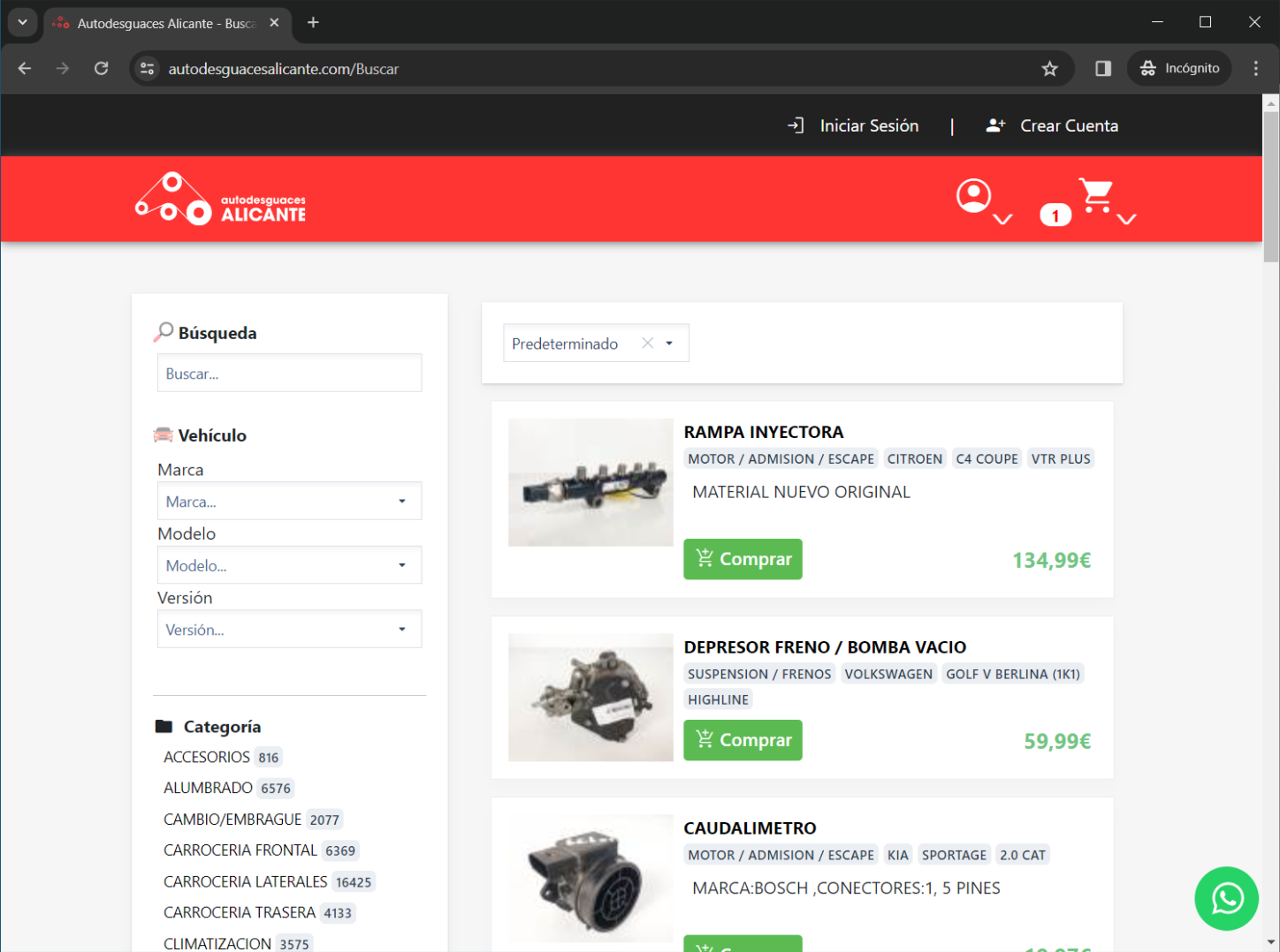 Tienda online de Autodesguaces Alicante